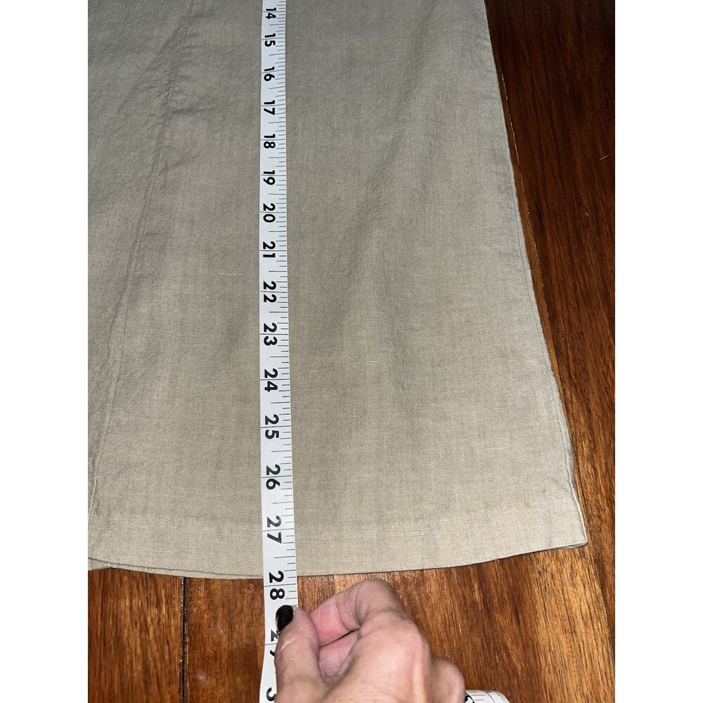Habitat 100% Linen Khaki Midi Skirt Medium Lagenlook Minimalist Womens Button - Picture 9 of 9